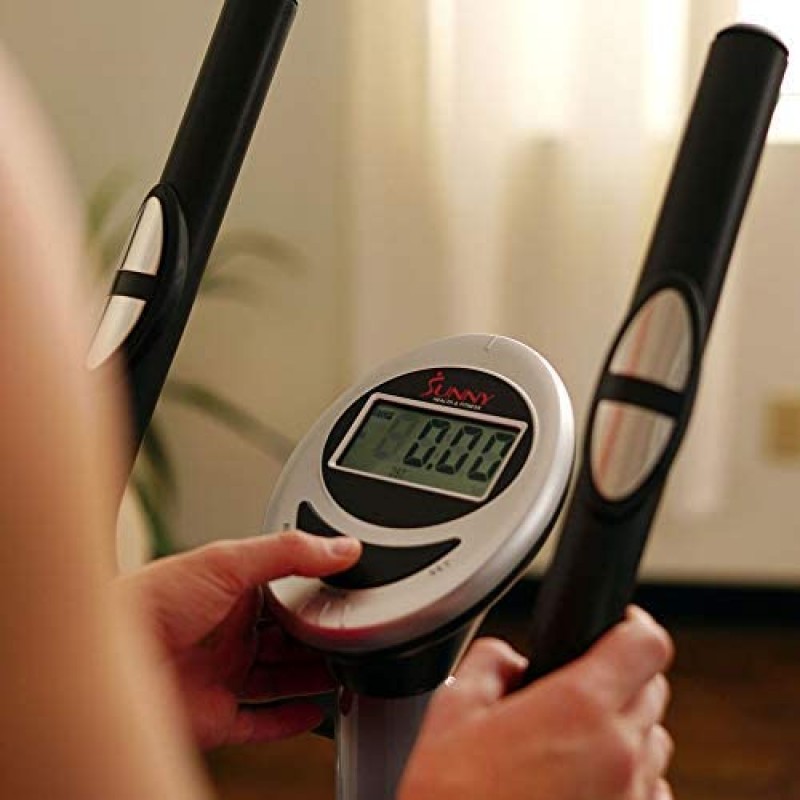 Máquina elíptica Sunny Health & Fitness SF-E905 con resistencia de 8 niveles y monitor digital