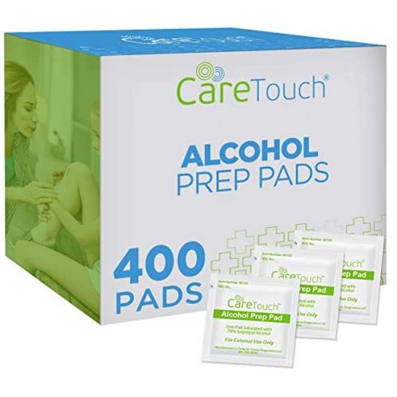 Almohadillas de preparación con alcohol Care Touch, medianas, de 2 capas, 400 toallitas