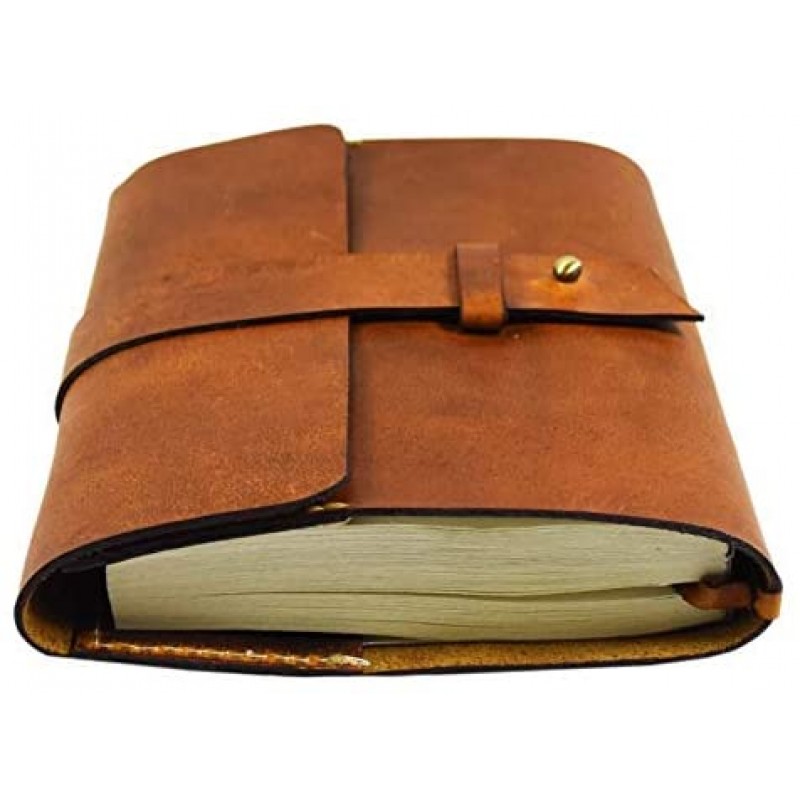 Aaron Leather Journal Cuaderno de escritura recargable, cuaderno de viajero, 200 páginas, 7,5 x 5,5 de Aaron Leather Goods (Cognac)