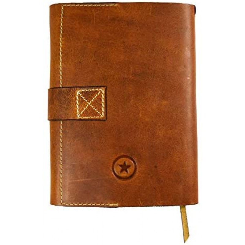 Aaron Leather Journal Cuaderno de escritura recargable, cuaderno de viajero, 200 páginas, 7,5 x 5,5 de Aaron Leather Goods (Cognac)