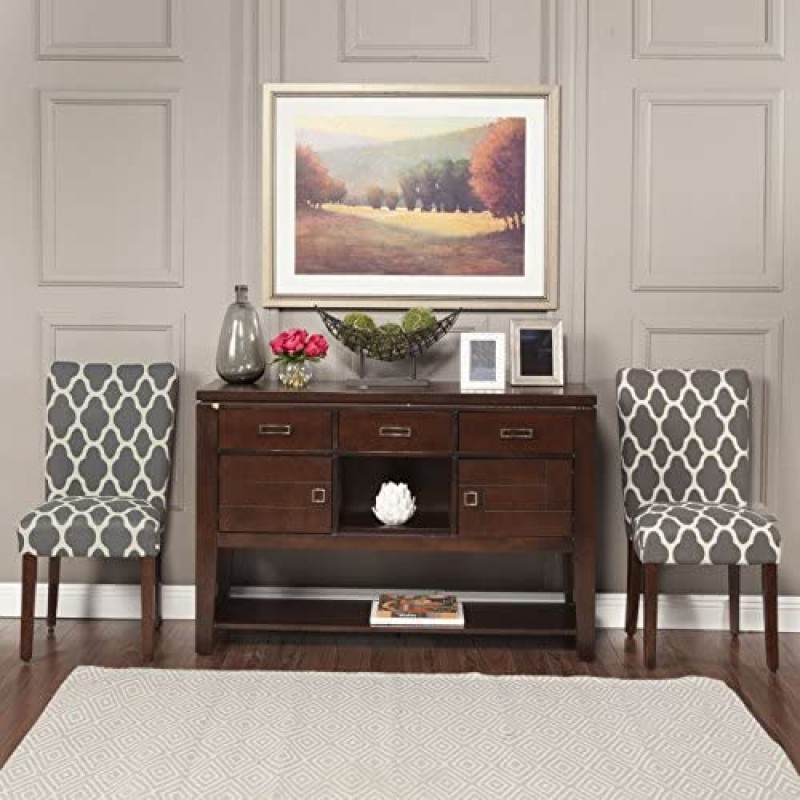 HomePop Parsons - Juego de 2 sillas de comedor tapizadas clásicas, color gris y crema geométrico