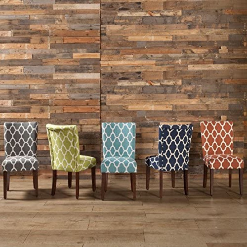 HomePop Parsons - Juego de 2 sillas de comedor tapizadas clásicas, color gris y crema geométrico