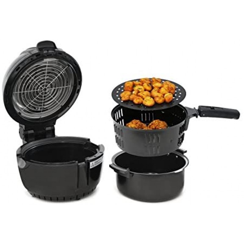 Elite Platinum EAF-2500D Freidora eléctrica digital de aire caliente de 3,5 cuartos de galón, 1400 vatios, cocina saludable sin aceite, ajustes de temperatura/temporizador, sin PFOA/PTFE, incluye 26 recetas a todo color, negro