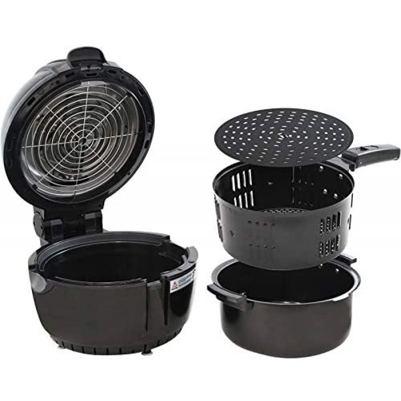 Elite Platinum EAF-2500D Freidora eléctrica digital de aire caliente de 3,5 cuartos de galón, 1400 vatios, cocina saludable sin aceite, ajustes de temperatura/temporizador, sin PFOA/PTFE, incluye 26 recetas a todo color, negro