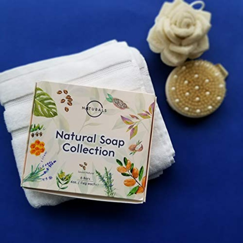 Colección de jabón en barra hidratante para el cuerpo, 6 piezas de O Naturals. Jabón de manos, jabón para el acné Ingredientes orgánicos 100% naturales y aceites esenciales terapéuticos. 