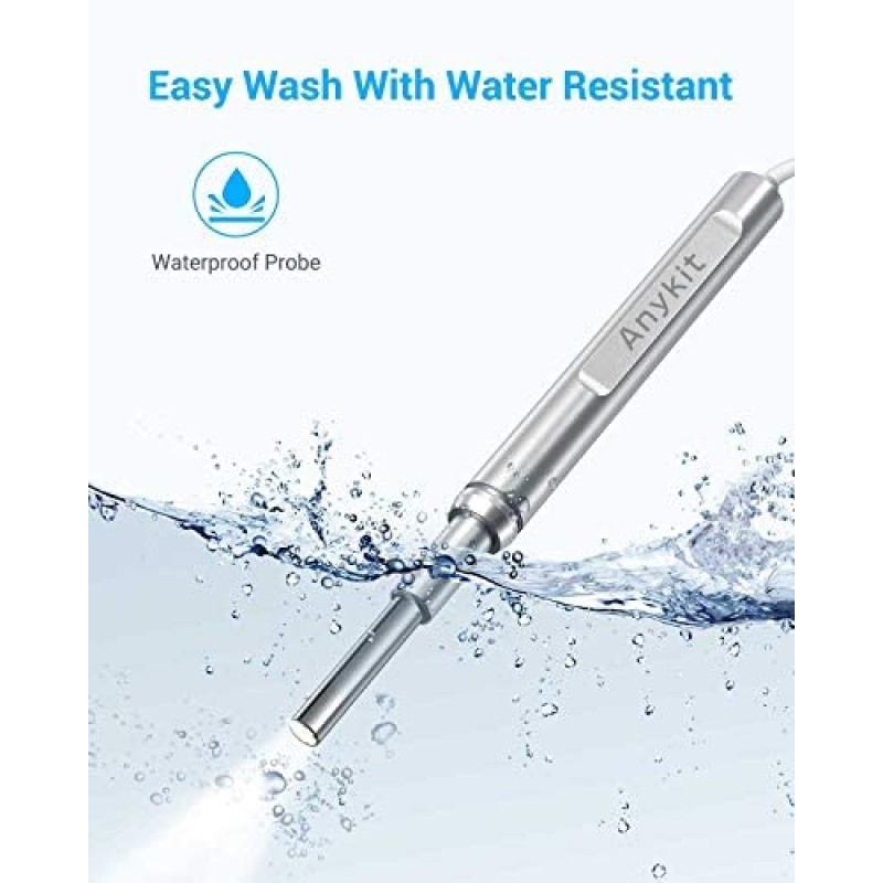 Anykit Herramienta de eliminación de cera para oídos, otoscopio HD para Android y PC, no para iPhone/iPad, cámara de visión ultra clara con removedor de cera, endoscopio de oído con luces LED, cámara de limpieza de oídos con cuchara para oídos