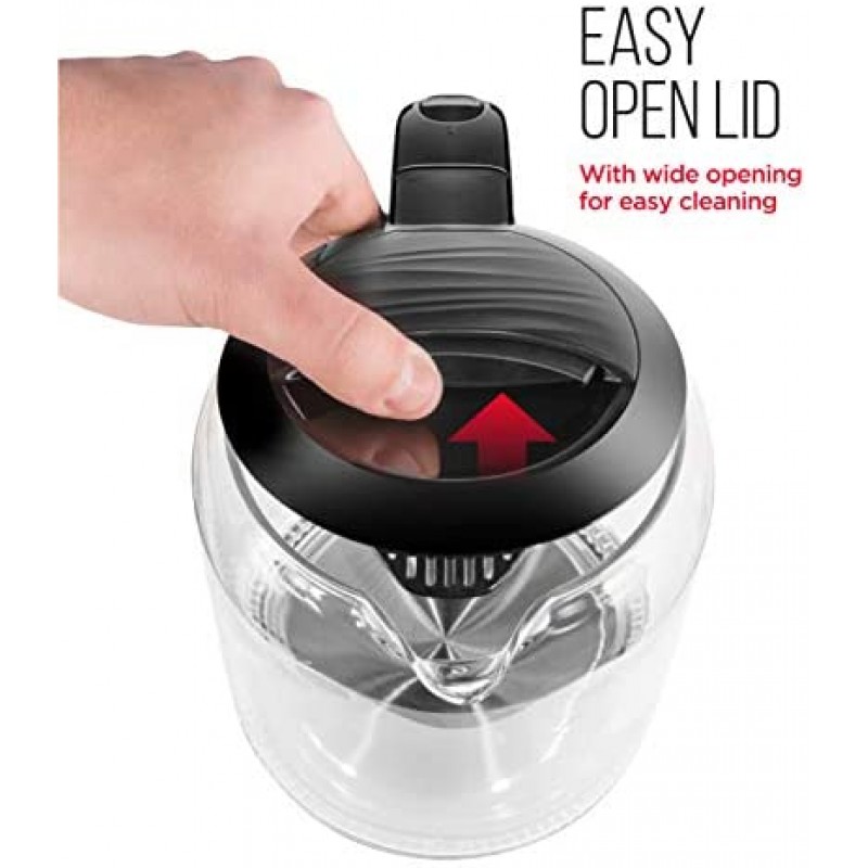 Hervidor Chefman No. 1 en caldera de agua caliente de calentamiento rápido de EE. UU., tetera con operación de un solo toque, hierve 7 tazas, se separa de la base giratoria para verter sin cable