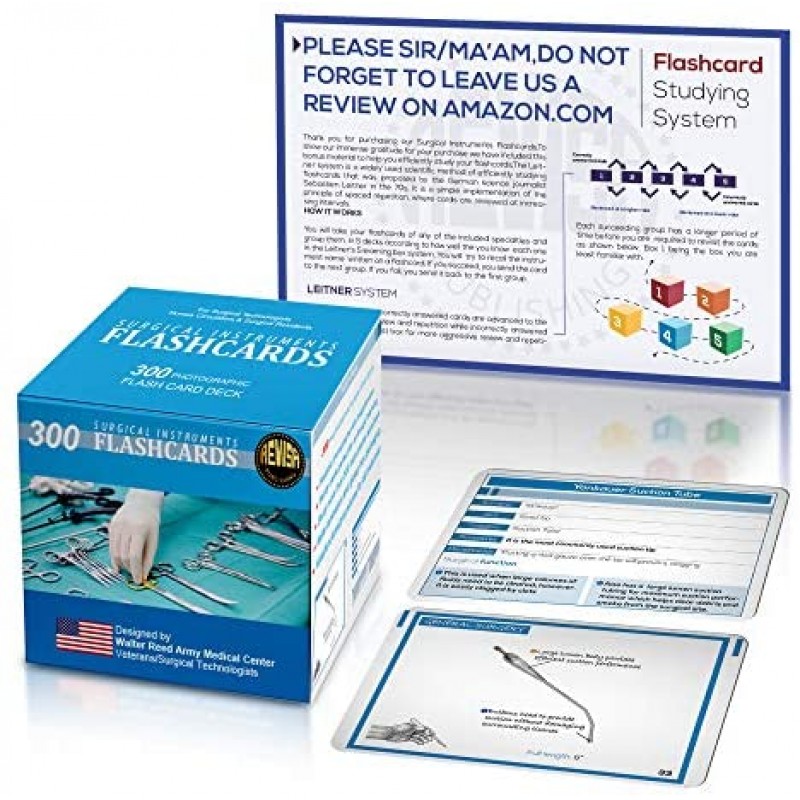 Tarjeta didáctica de instrumentación quirúrgica para exámenes de tecnólogos, para estudiantes de medicina, enfermeras de quirófano. Tarjetas de índice de instrumentos ilustradas para cirugía general Ob/Gyn Cardio, Ortopedia, Vascular 2