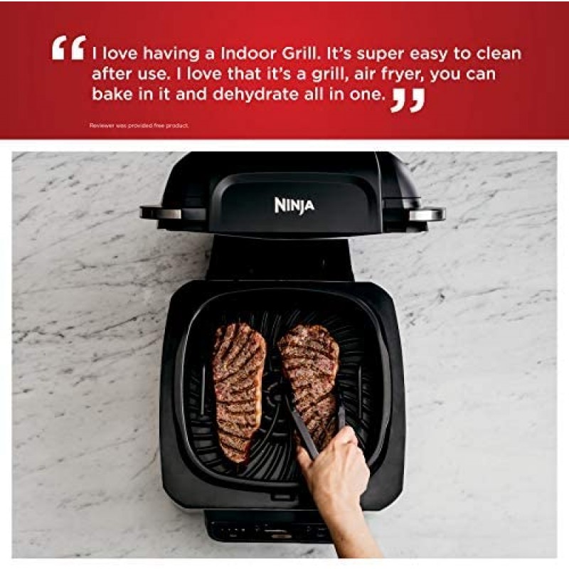 Ninja Foodi AG301 Freidora de aire 5 en 1 para encimera eléctrica de interior, 4 cuartos de galón, tecnología para asar, hornear, deshidratar y parrilla ciclónica, 10" x 10", negro/plateado