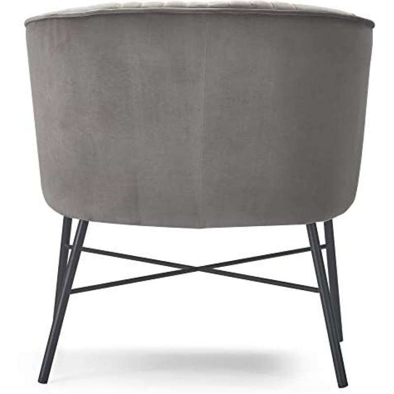 Adore Decor Leone - Silla tapizada de terciopelo con respaldo cómodo, sillón club, muebles modernos de salón para espacios pequeños, cómodo gris