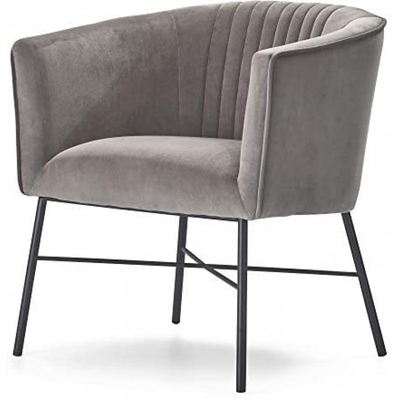 Adore Decor Leone - Silla tapizada de terciopelo con respaldo cómodo, sillón club, muebles modernos de salón para espacios pequeños, cómodo gris