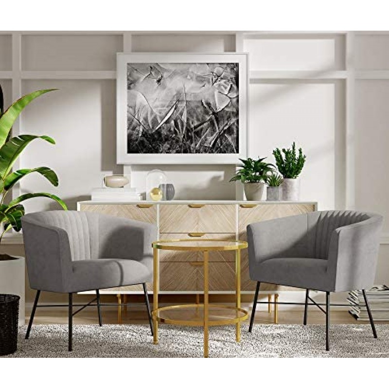 Adore Decor Leone - Silla tapizada de terciopelo con respaldo cómodo, sillón club, muebles modernos de salón para espacios pequeños, cómodo gris