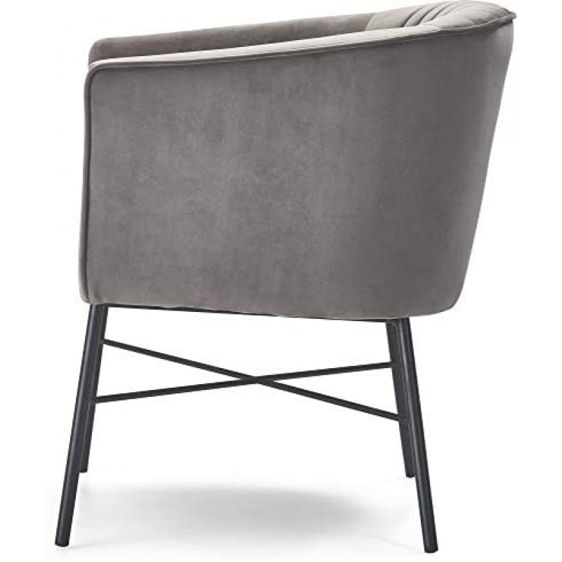 Adore Decor Leone - Silla tapizada de terciopelo con respaldo cómodo, sillón club, muebles modernos de salón para espacios pequeños, cómodo gris
