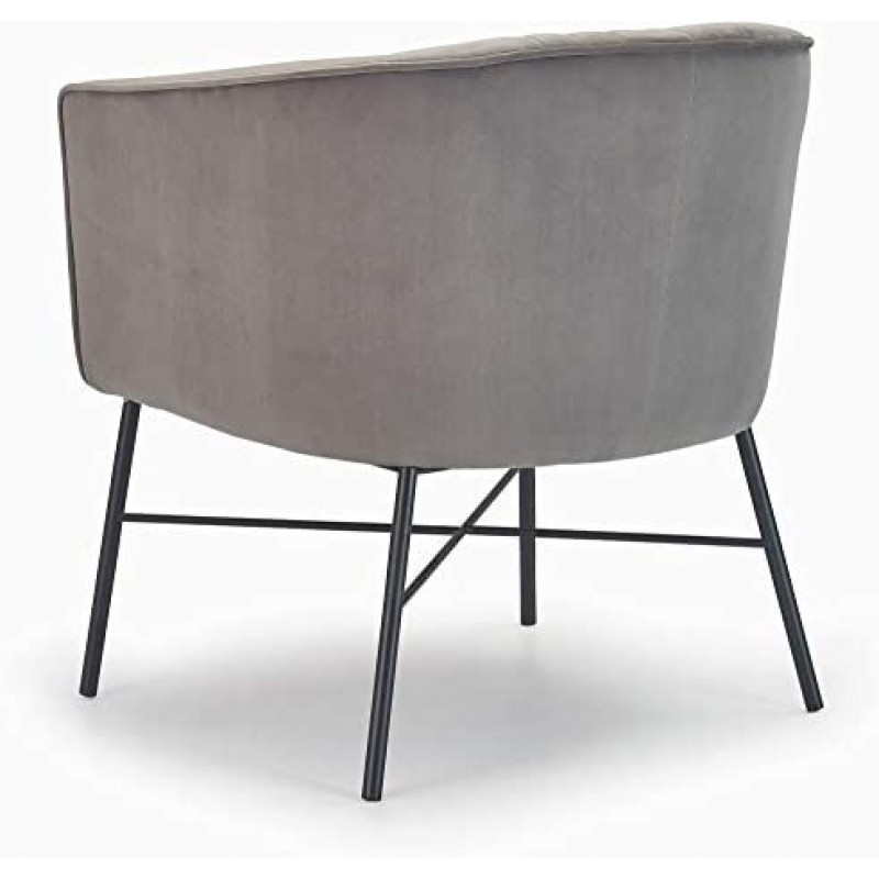 Adore Decor Leone - Silla tapizada de terciopelo con respaldo cómodo, sillón club, muebles modernos de salón para espacios pequeños, cómodo gris
