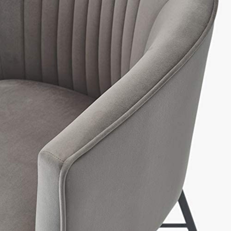 Adore Decor Leone - Silla tapizada de terciopelo con respaldo cómodo, sillón club, muebles modernos de salón para espacios pequeños, cómodo gris