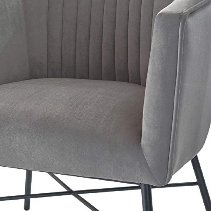 Adore Decor Leone - Silla tapizada de terciopelo con respaldo cómodo, sillón club, muebles modernos de salón para espacios pequeños, cómodo gris