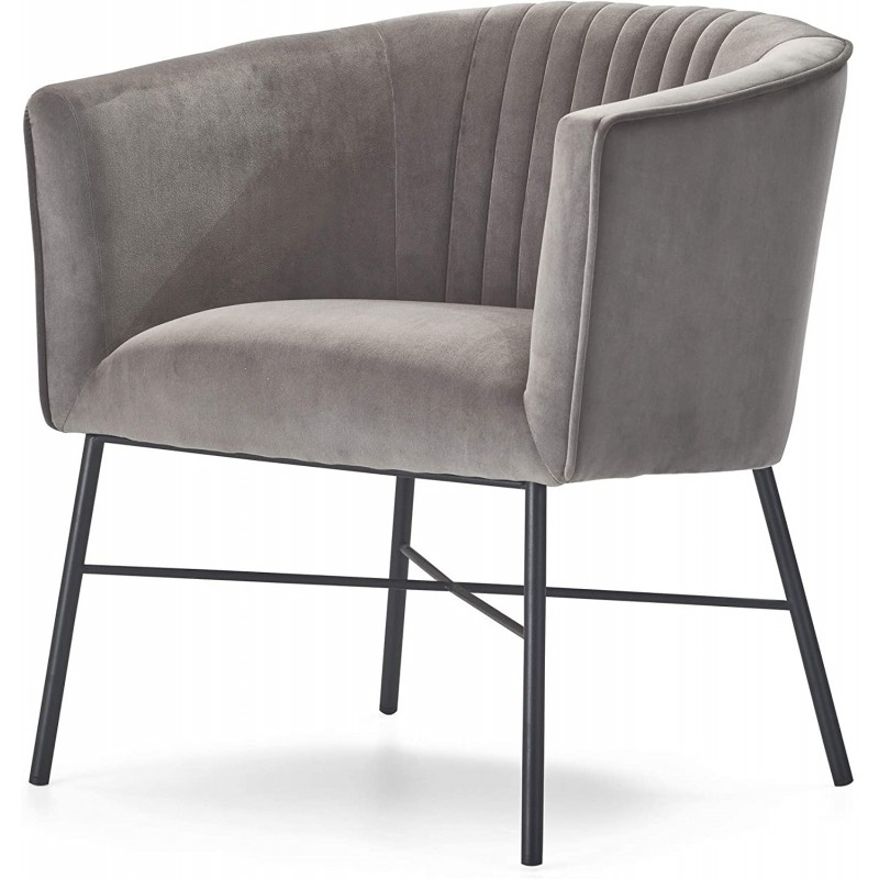 Adore Decor Leone - Silla tapizada de terciopelo con respaldo cómodo, sillón club, muebles modernos de salón para espacios pequeños, cómodo gris Adore Decor Leone - Silla tapizada de terciopelo con respaldo cómodo, sillón club, muebles modernos de salón para espacios pequeños, cómodo gris