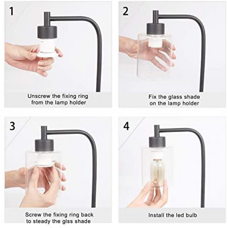 Innqoo Lámpara de mesa con control táctil, lámpara de mesa industrial regulable de 3 vías con puertos de carga USB, lámpara de mesita de noche moderna, lámpara de noche de metal para sala de estar, dormitorio (bombilla vintage T45 incluida)