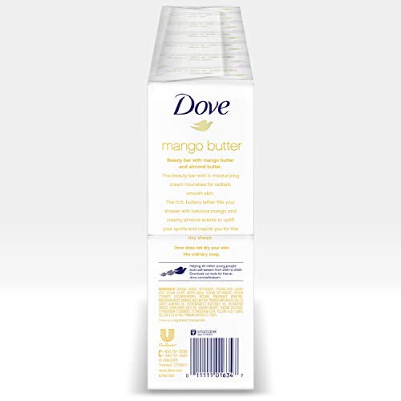 Dove Beauty Bar para hidratar la piel seca con mantequilla de mango más hidratante que el jabón en barra 3.75 oz 14 barras