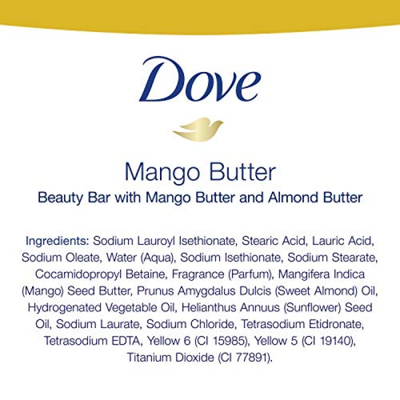 Dove Beauty Bar para hidratar la piel seca con mantequilla de mango más hidratante que el jabón en barra 3.75 oz 14 barras