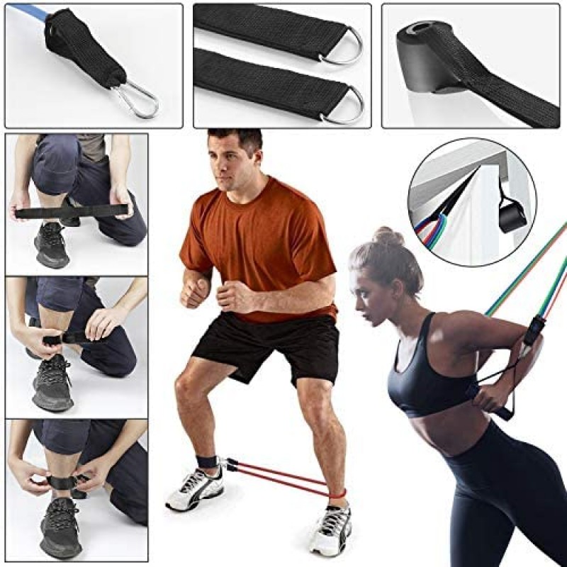 Donobi Juego de bandas de resistencia, bandas de entrenamiento para hombres y mujeres, cuerda de tensión de látex natural, bandas de ejercicio de entrenamiento de resistencia, yoga-pilates, oficina, gimnasio en casa, equipo de fitness