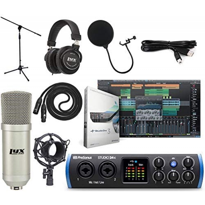 PreSonus Studio 24c 2x2 USB tipo C interfaz de audio/MIDI paquete de estudio con paquete de software Studio One Artist