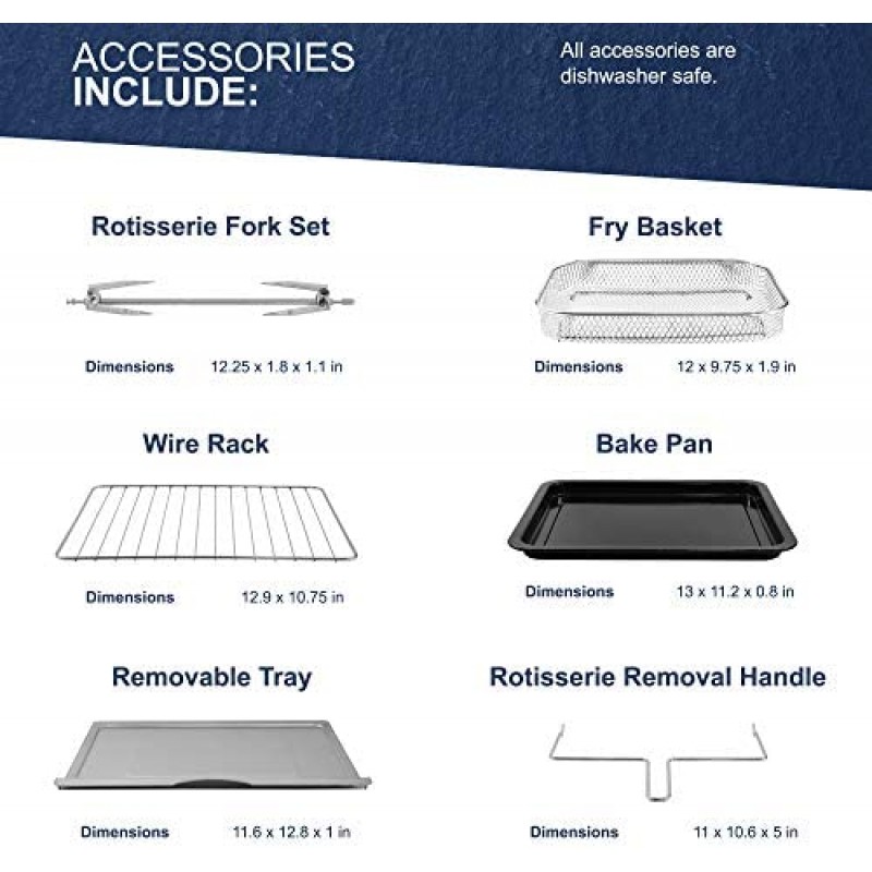 Elite Gourmet Maxi-Matic EAF1010D Freidora programable de 10 L, horno de convección para encimera, controles de temperatura + temporizador, hornear, tostar, asar, freír al aire, 10,5 cuartos, acero inoxidable