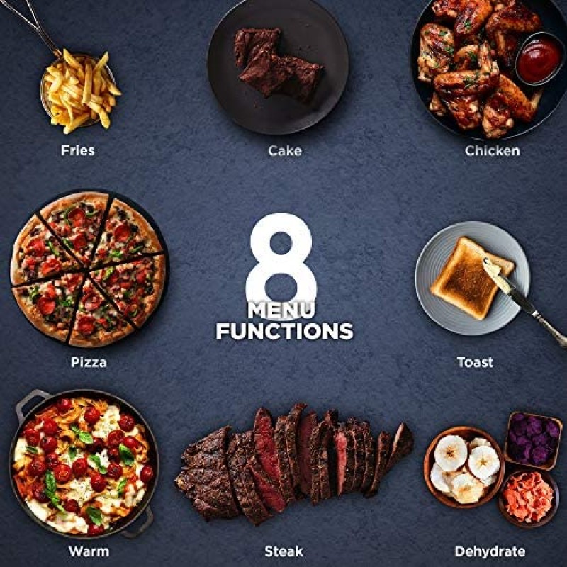 Elite Gourmet Maxi-Matic EAF1010D Freidora programable de 10 L, horno de convección para encimera, controles de temperatura + temporizador, hornear, tostar, asar, freír al aire, 10,5 cuartos, acero inoxidable