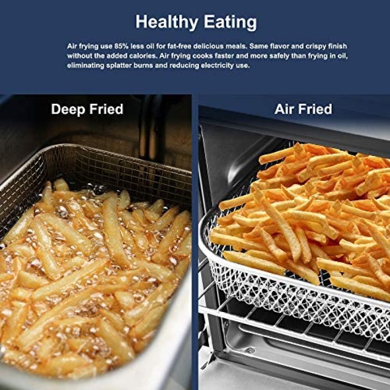 Elite Gourmet Maxi-Matic EAF1010D Freidora programable de 10 L, horno de convección para encimera, controles de temperatura + temporizador, hornear, tostar, asar, freír al aire, 10,5 cuartos, acero inoxidable