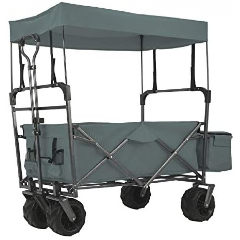 EXTEC Cochecito plegable con dosel para deportes al aire libre, carrito de bebé, jardín, utilidad, compras, viajes, playa, carro/carrito, fácil configuración, no necesita herramientas (gris)