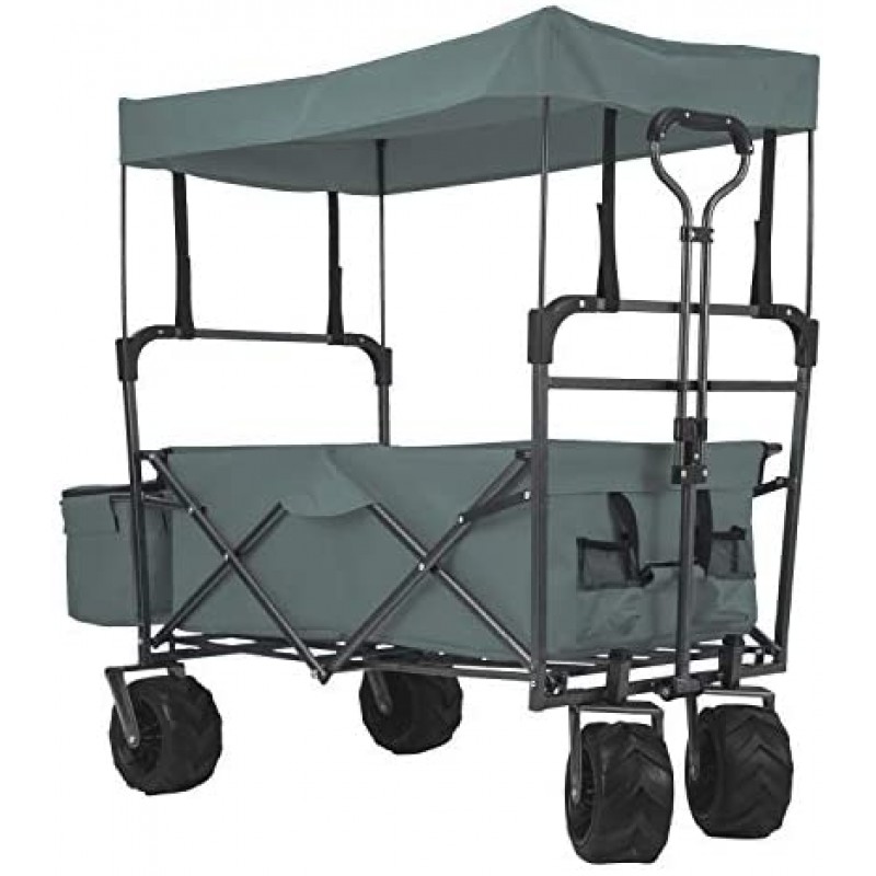 EXTEC Cochecito plegable con dosel para deportes al aire libre, carrito de bebé, jardín, utilidad, compras, viajes, playa, carro/carrito, fácil configuración, no necesita herramientas (gris)