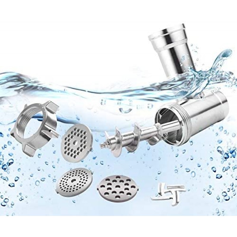 Picadora de carne eléctrica, cortadora de carne y embutidora de salchichas de acero inoxidable de 2000 W máximo con 3 placas de molienda, kit de salchichas y kubbe para cocina casera de alta resistencia, negro