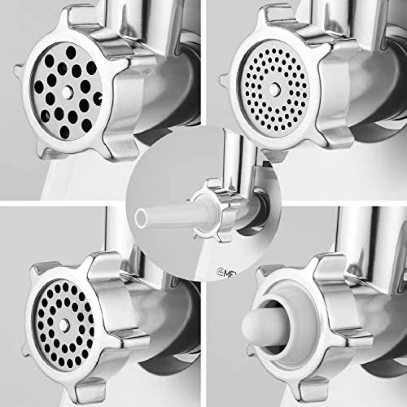 Picadora de carne eléctrica, cortadora de carne y embutidora de salchichas de acero inoxidable de 2000 W máximo con 3 placas de molienda, kit de salchichas y kubbe para cocina casera de alta resistencia, negro