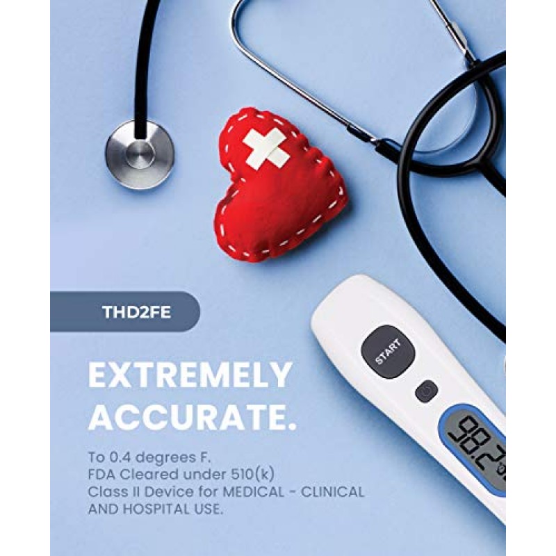 Termómetro infrarrojo para el cuerpo y la frente, modelo THD2FE, infrarrojo Metris Instruments | Termómetros digitales de precisión de grado médico para hospitales clínicos sin contacto | para uso profesional y doméstico