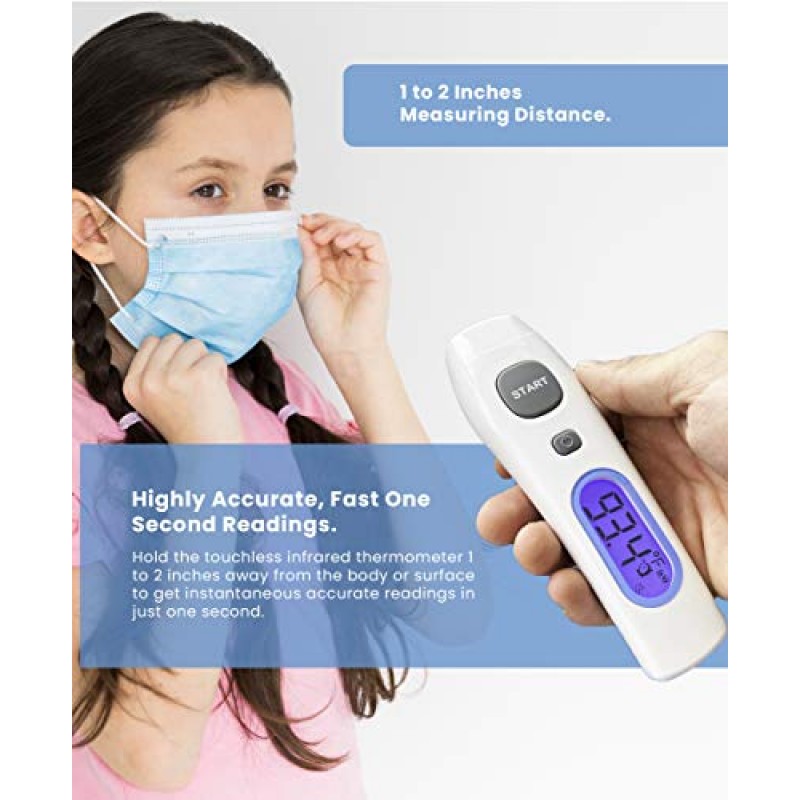 Termómetro infrarrojo para el cuerpo y la frente, modelo THD2FE, infrarrojo Metris Instruments | Termómetros digitales de precisión de grado médico para hospitales clínicos sin contacto | para uso profesional y doméstico