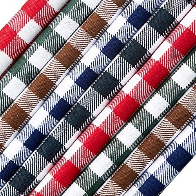 10 Piezas de Tela de Algodón a Cuadros de Búfalo Navideño de 20 x 20 Pulgadas, 5 Colores, Tela de Acolchado con Impresión Navideña, Cuadrados, Tela de Patchwork de Costura a Cuadros en Blanco y Negro, Tela Navideña DIY para Suministros de Manualidades