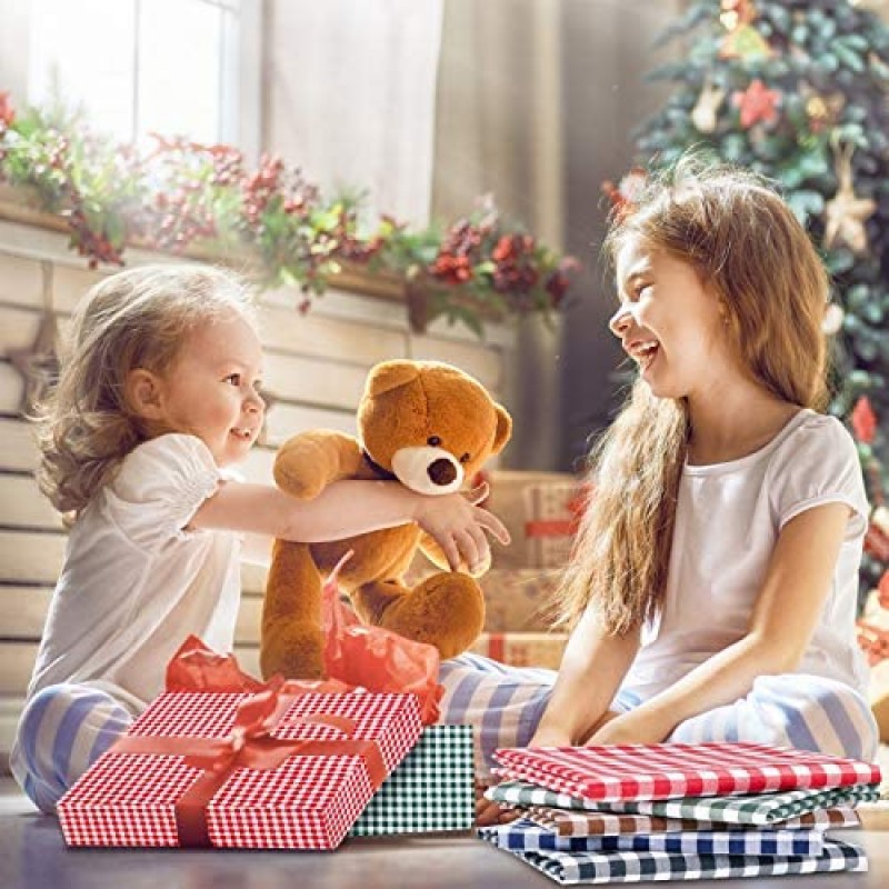 10 Piezas de Tela de Algodón a Cuadros de Búfalo Navideño de 20 x 20 Pulgadas, 5 Colores, Tela de Acolchado con Impresión Navideña, Cuadrados, Tela de Patchwork de Costura a Cuadros en Blanco y Negro, Tela Navideña DIY para Suministros de Manualidades