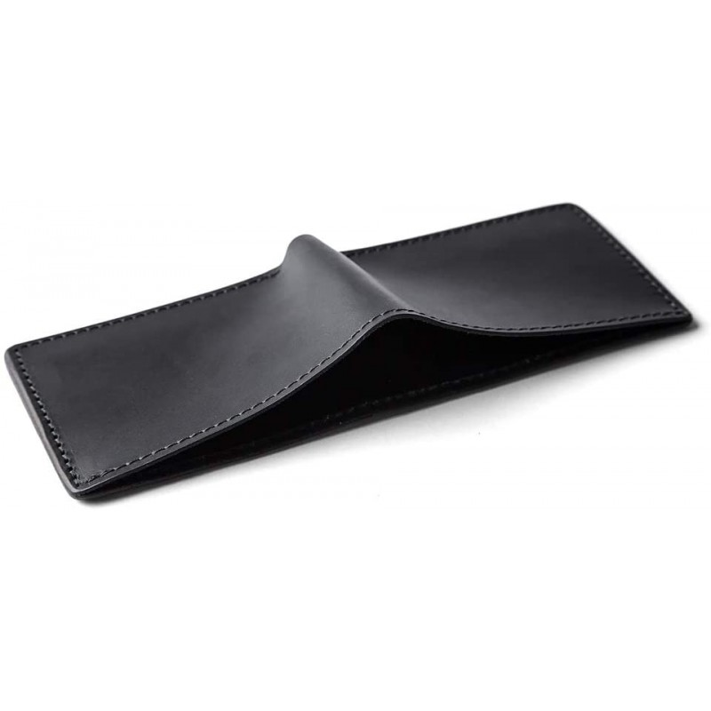 Productos curtidores | Cartera plegable tradicional con 4 ranuras para tarjetas, cuero con brida inglesa negra