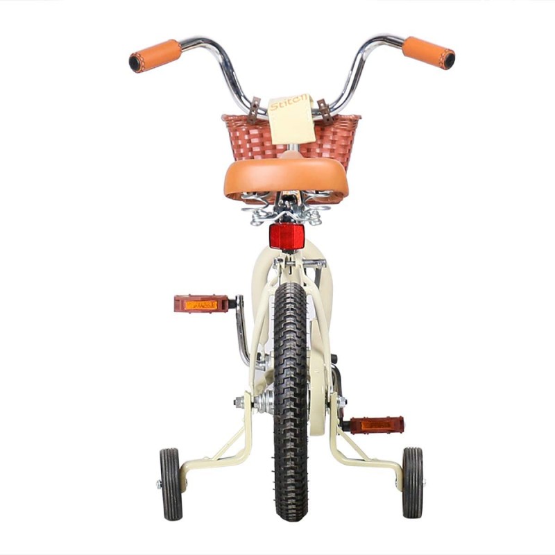 JOYSTAR Bicicleta infantil vintage de 12, 14 y 16 pulgadas con cesta y ruedas de entrenamiento para niñas y niños de 2 a 7 años (marfil y rosa)