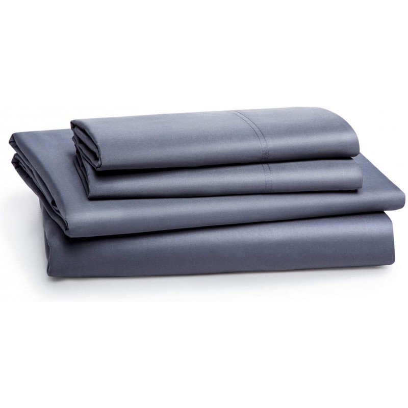 Bedsure Sábanas 100% bambú King Size Sábanas refrescantes con bolsillo profundo, súper suaves, hipoalergénicas, transpirables, 4 piezas, 1 sábana bajera ajustable de 16 pulgadas, 1 sábana plana, 2 fundas de almohada, color gris