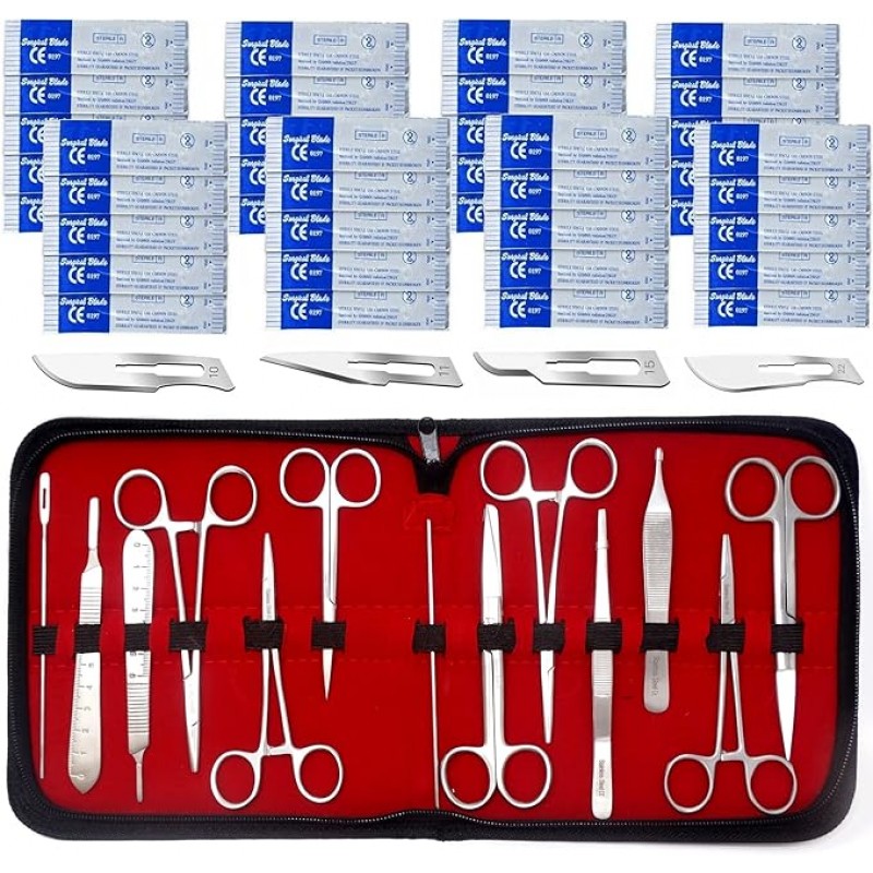 Premio A2ZScilab 53 Piezas Kit de instrumentos Veterinarios Presupciones Portes de aguja Manejo del bistur