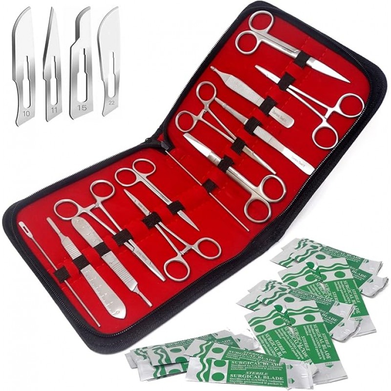 Premio A2ZScilab 53 Piezas Kit de instrumentos Veterinarios Presupciones Portes de aguja Manejo del bistur