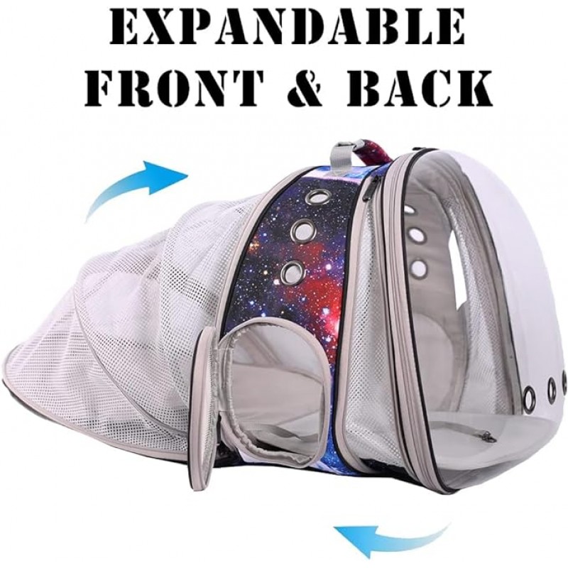 Mochila de burbujas de gatos de gato dual dual Galaxy, ventana transparente de astronauta de cápsula espacial se ajusta hasta 20 libras de gato gordo grande, transporte de transporte de veterinario, aprobado por la aerolínea