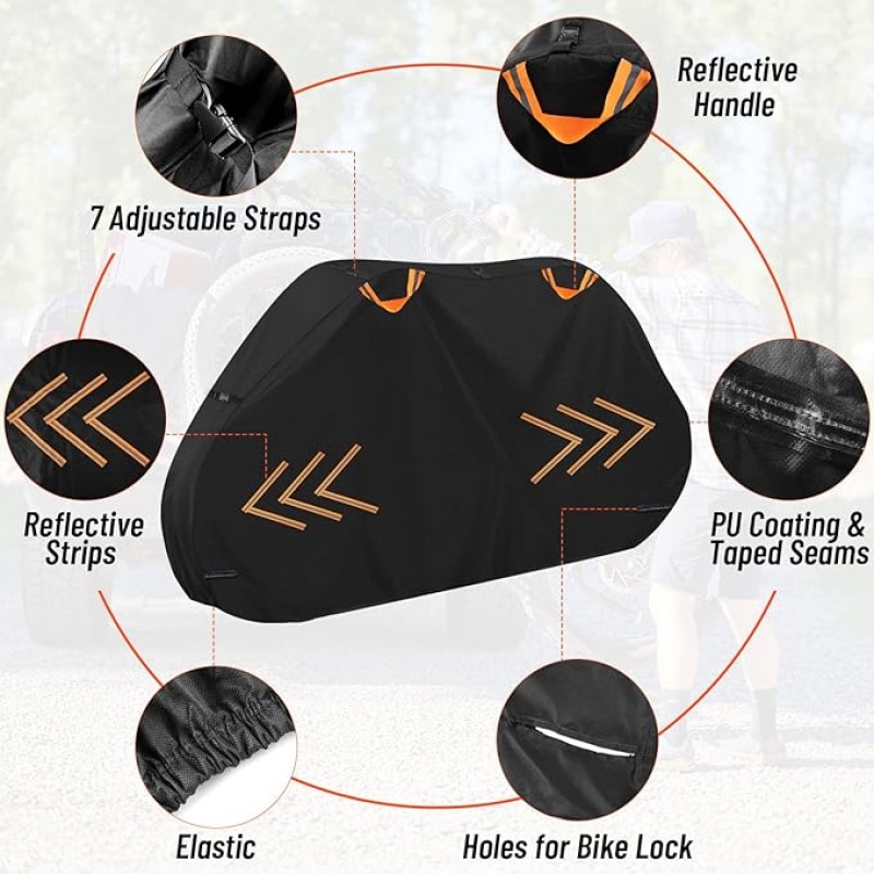 Cubierta de bicicleta para el transporte en la rejilla, cubierta de bicicleta de bicicleta Oxford 900D 900D cubiertas de bicicleta de servicio pesado de almacenamiento al aire libre.