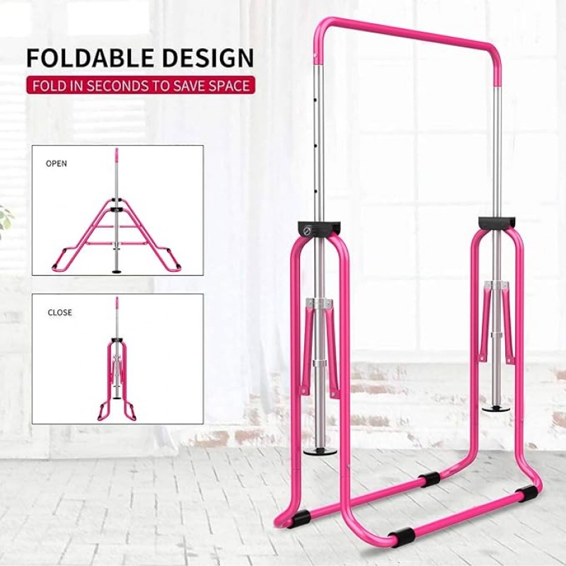 Barras de gimnasia expandible, altura ajustable bares horizontales de gimnasia, bar de entrenamiento junior niños de entrenamiento plegable bares de mono para niños
