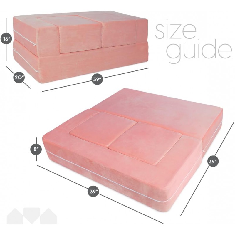 Milliard Kids Couch - Sofá modular para niños para niños pequeños y bebés, muebles de dormitorio/sala de juegos (rosa) con almohada adicional