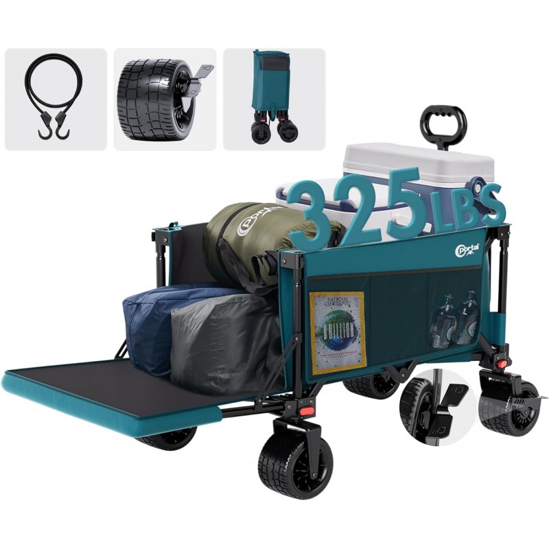 PORTAL Carro de playa plegable con ruedas grandes ...