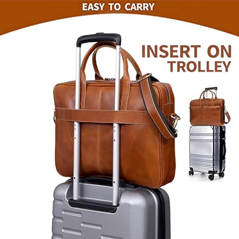 VC VINTAGE COUTURE Maletín de cuero para hombre Bolsos de cuero para computadora portátil para hombres y mujeres Bolso bandolera de viaje