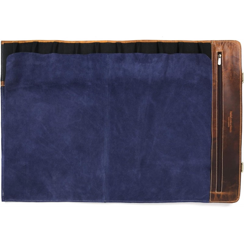 Bolsa de almacenamiento de cuero para cuchillos, 10 bolsillos elásticos y expandibles, correa de hombro ajustable/desmontable, estuche para cuchillos de chef apto para viajes de Aaron Leather Goods