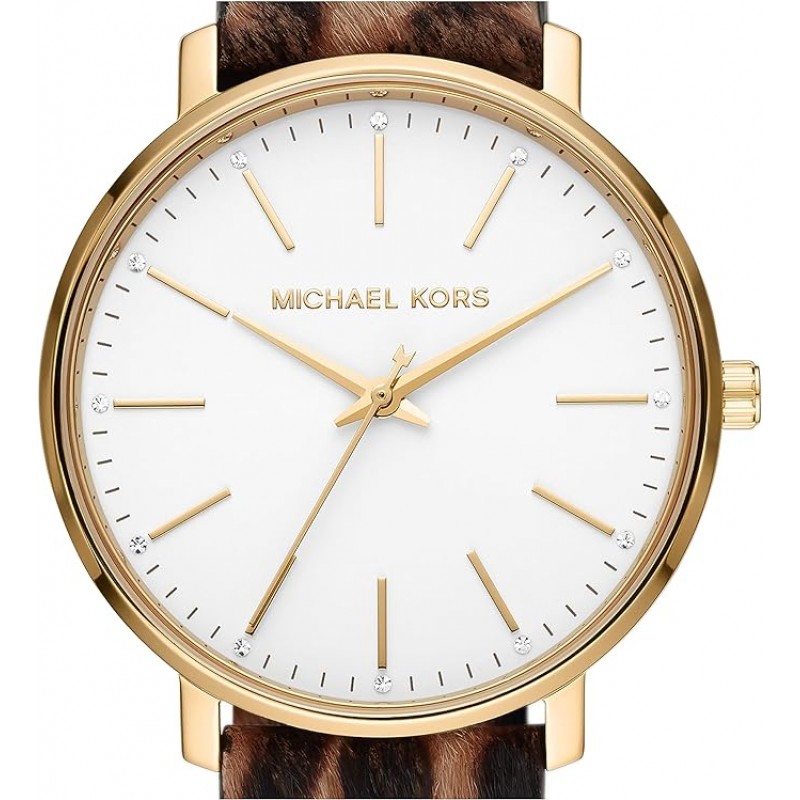 Reloj Michael Kors Pyper para mujer, reloj de acero inoxidable para mujer con correa de acero, cuero o silicona
